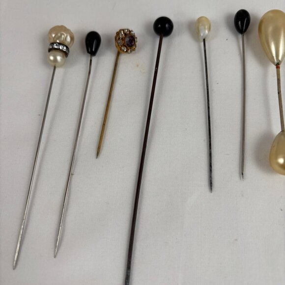 Antique Noritake Nippon Hat Pin Holder plus 7 Hat Pins - Picture 6 of 12